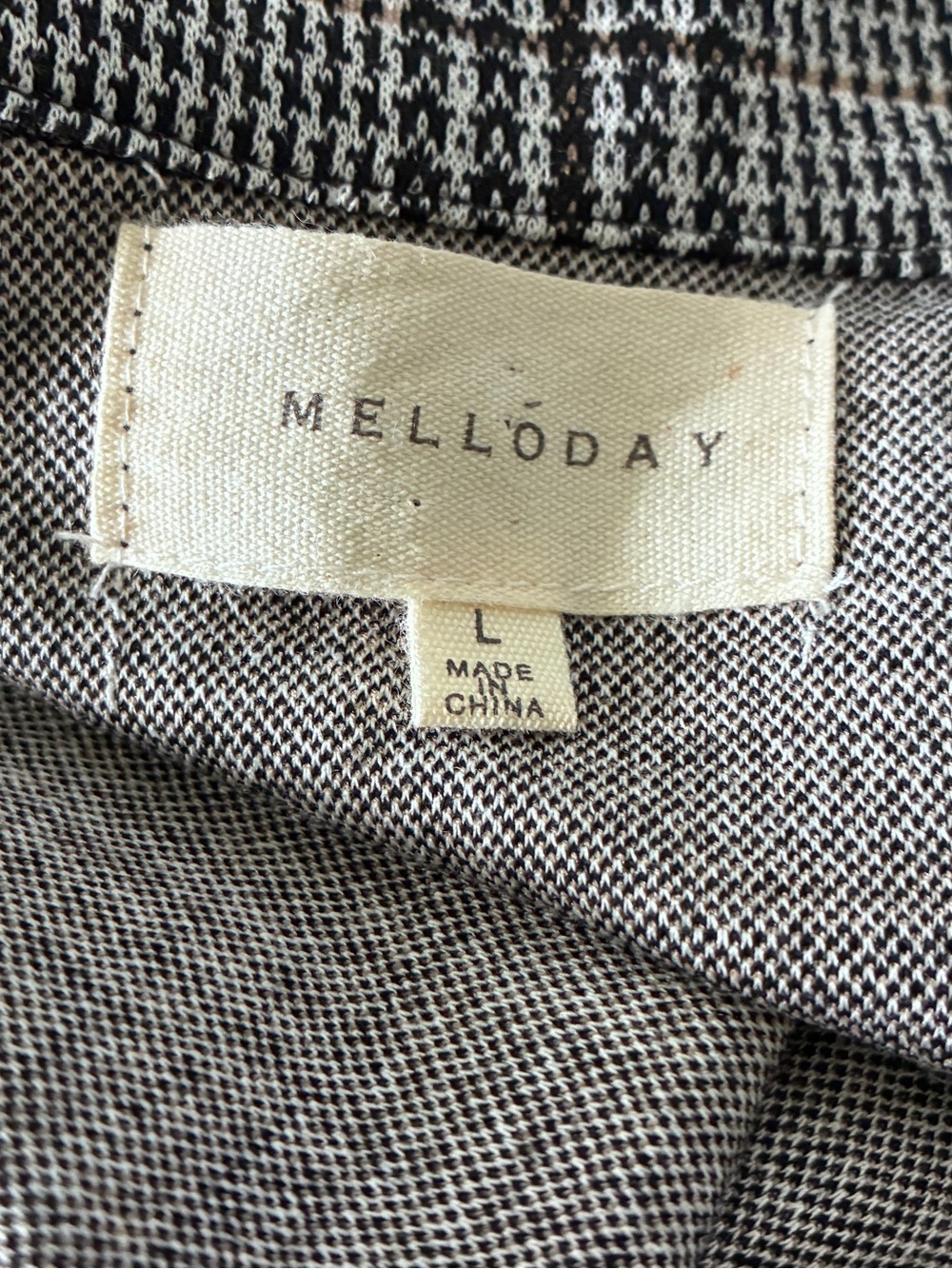 MELLODAY Black Gray Houndstooth Preppy Plaid Open-Front Blazer Duster Sz L - Picture 9 of 9